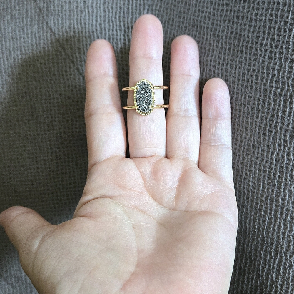 ✨️HP✨️ Kendra Scott "Elyse" Double✌️ Band Platinum Drusy Ring💍 - Picture 10 of 16